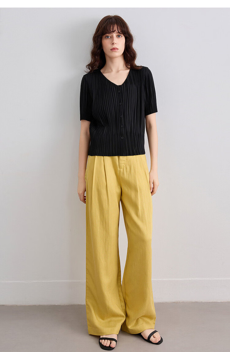 Demana [with Linen Lyocell] Summer Simple Commuter Draped Wide-Leg Pants Loose Slim Fit Versatile Women's Casual Trousers 16