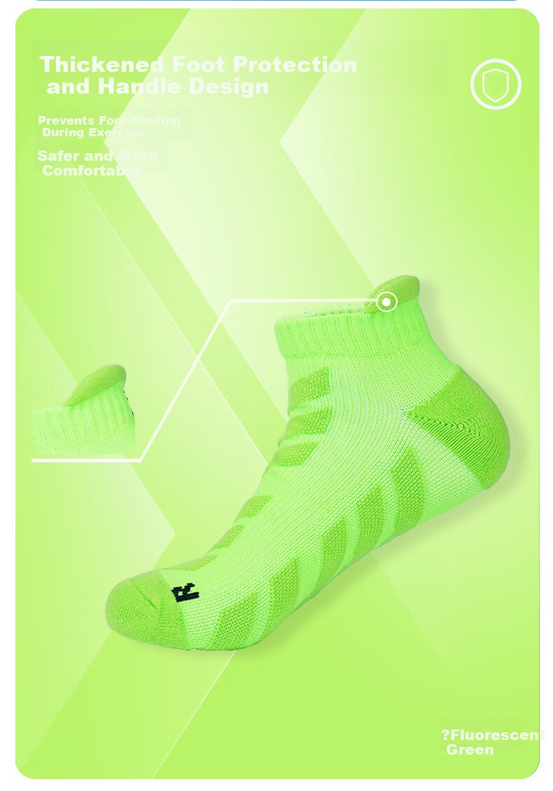 361° Authentic Sports Short Socks for Men, Low-Cut, Breathable, Sweat-Absorbing, Shock-Absorbing, Non-Slip Running Socks, Green/4 Pairs, One Size 4