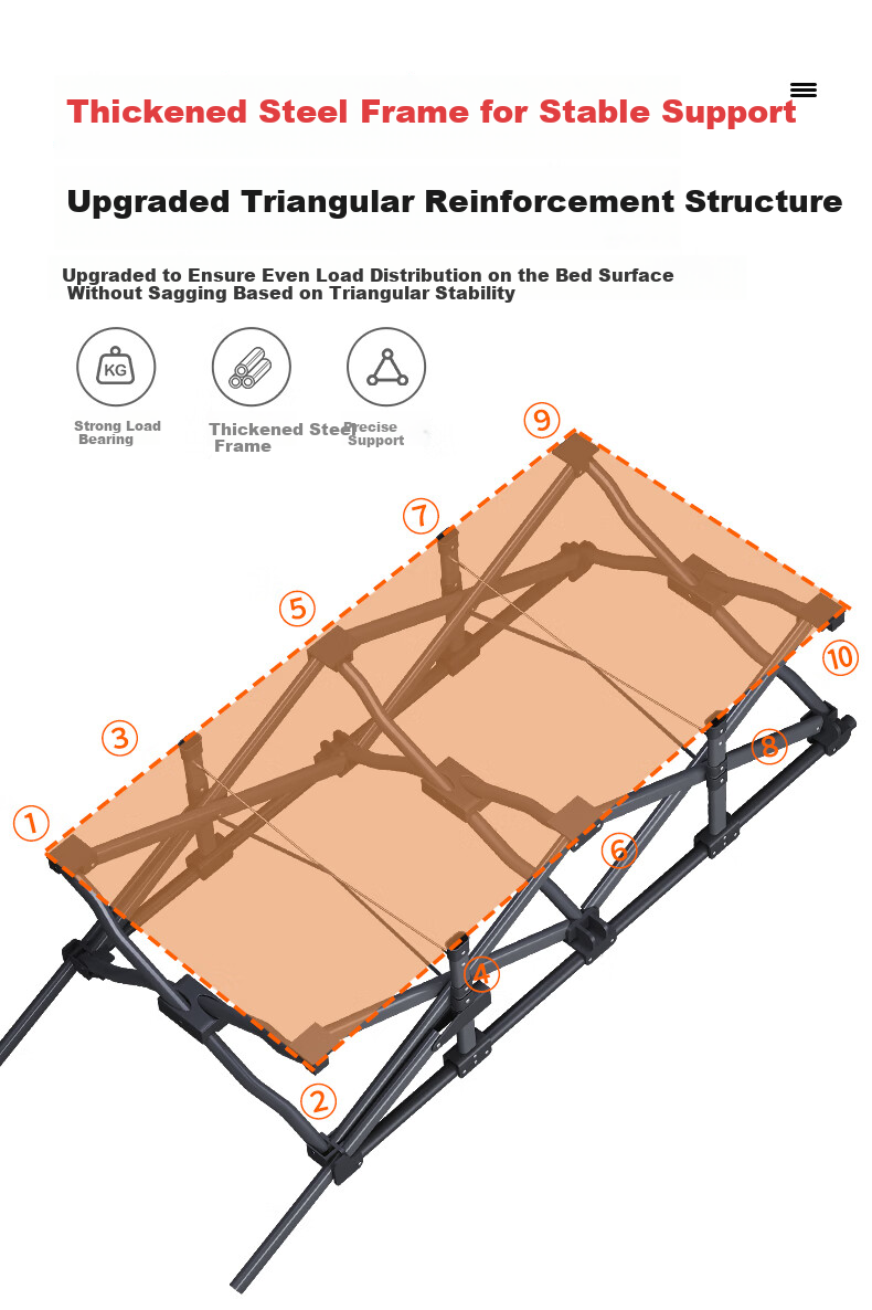 Nanjiren Folding Single Bed Office Nap Adjustable Head Ten-Leg Bed 4