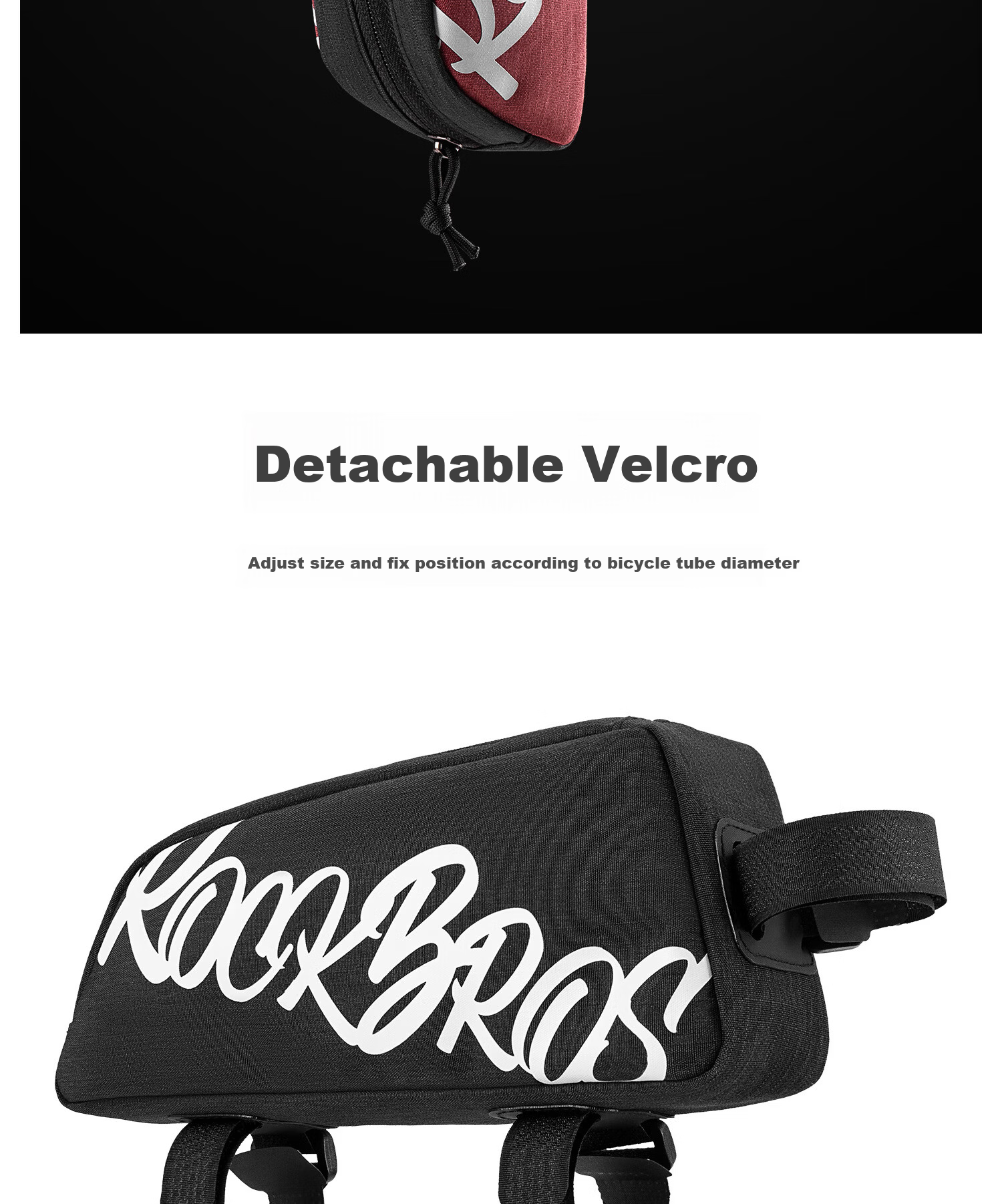 ROCKBROS Bicycle Front Frame Bag Top Tube Bag Crossbar Bag Phone Bag Mountain Road Bike Head Tube Bag Black 9