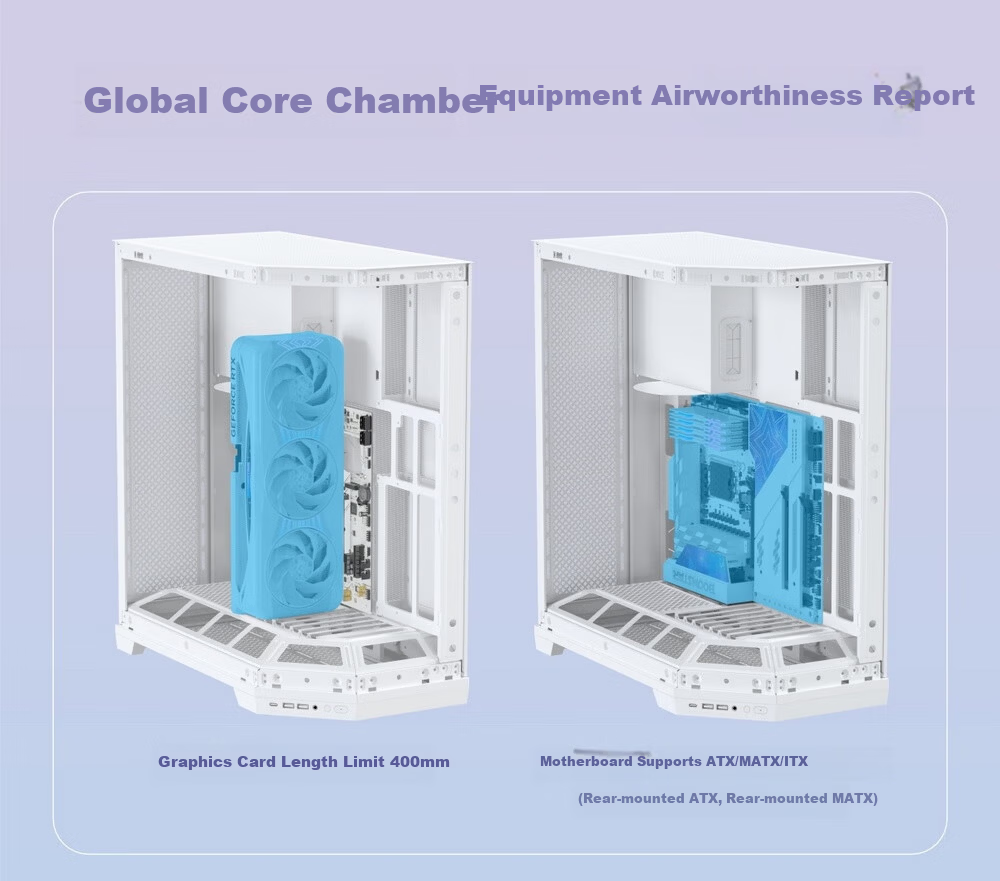 GALAX Starry Space Station Desktop PC Case Vertical GPU Mount White Figurine Slot ATX TYPE-C Quick Release Supports 360mm Water Cooling Cable Management Integrated Cable Extension 16