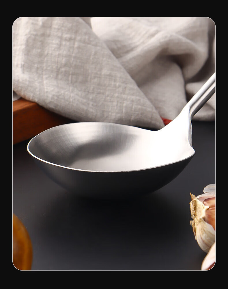 Chuwan Ya Stainless Steel Stir Fry Spoon Solid Serving Spoon Long Handle Chef Spoon Thickened Soup Ladle Medium Size 6