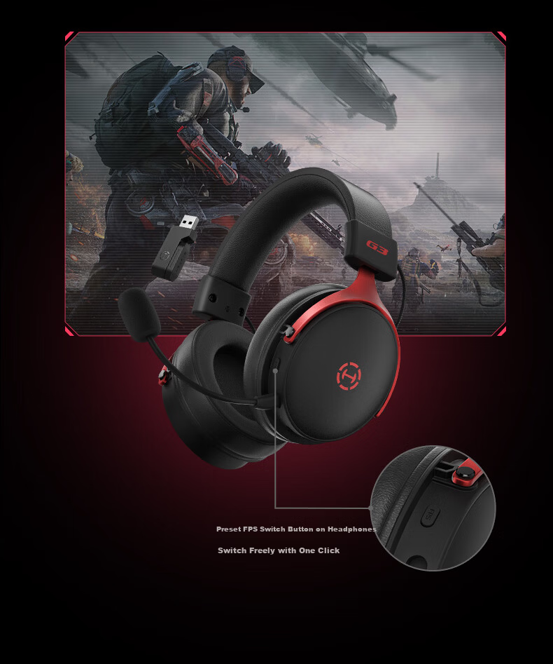 EDIFIER HECATE G3 Wireless 2.4G Wired Bluetooth Quad-Mode THX Spatial Sound Over-Ear Gaming Headset for PC Wireless Delta FPS PUBG Panda White 8