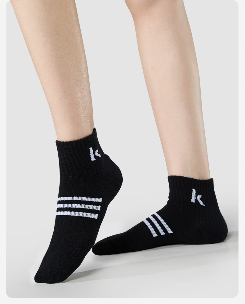 KAWASAKI Unisex Sports Badminton Socks Breathable Non-Slip Ankle Socks D6607 White/Grey/Black (3 Pairs) 16