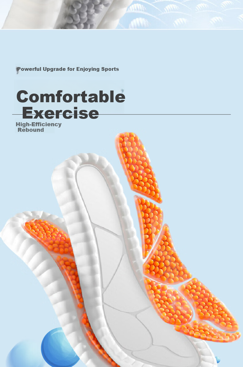 FOOTOPPO High-Elastic Air Cushion Sports Insoles for Men, Shock-Absorbing, Soft And Bouncy, Breathable, Long-Standing, Anti-Foot Pain, Ultra-Soft Basketball Insoles, Thickened 8