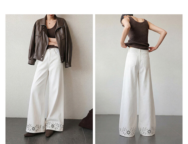 Demana [Cloud Feel Lyocell Cotton] Summer Commuter Style Hollow Embroidered Straight Loose High-Waist Slimming Women's Jeans 11