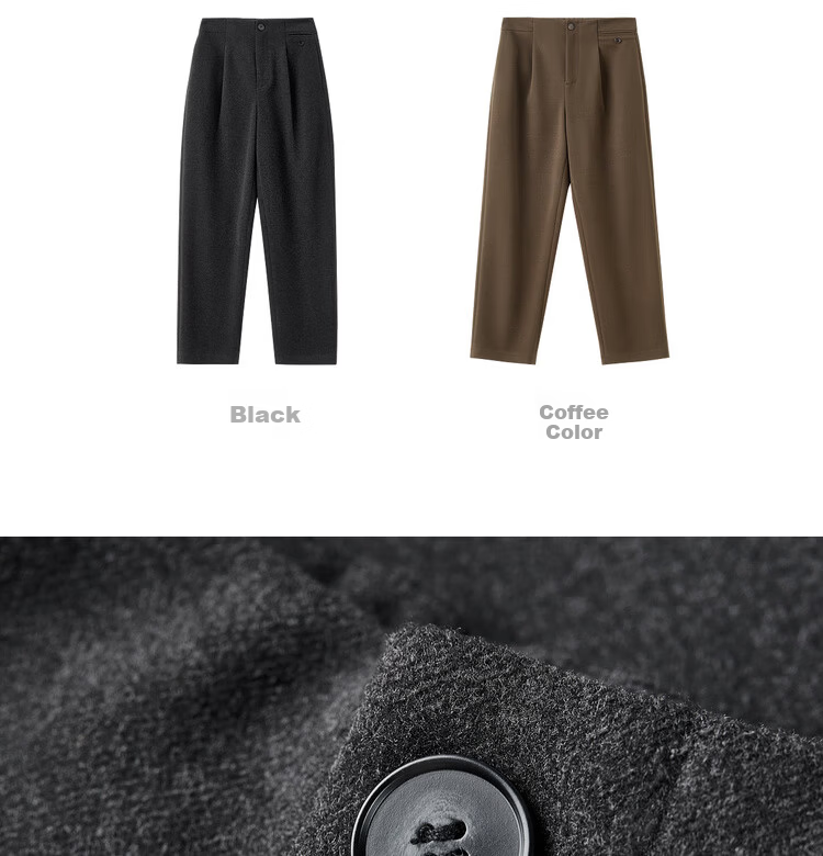 Sentubila Autumn Thick Woolen Warm Women's Casual High-Waist Tailored Tapered Slim Fit Slightly Stretchy Commuter Cropped Pants 15