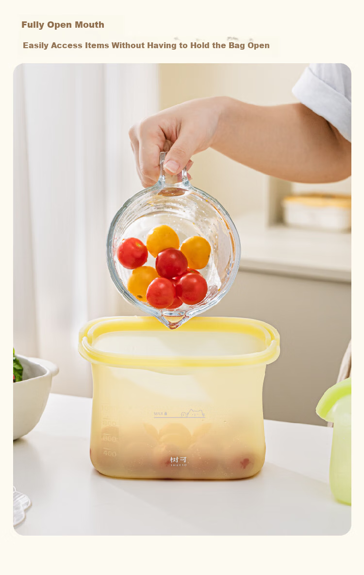 Shuke Silicone Food Storage Bag Food Grade High Temperature Resistant Household Fruit Bag Refrigerator Freezer Sealed Bag 5