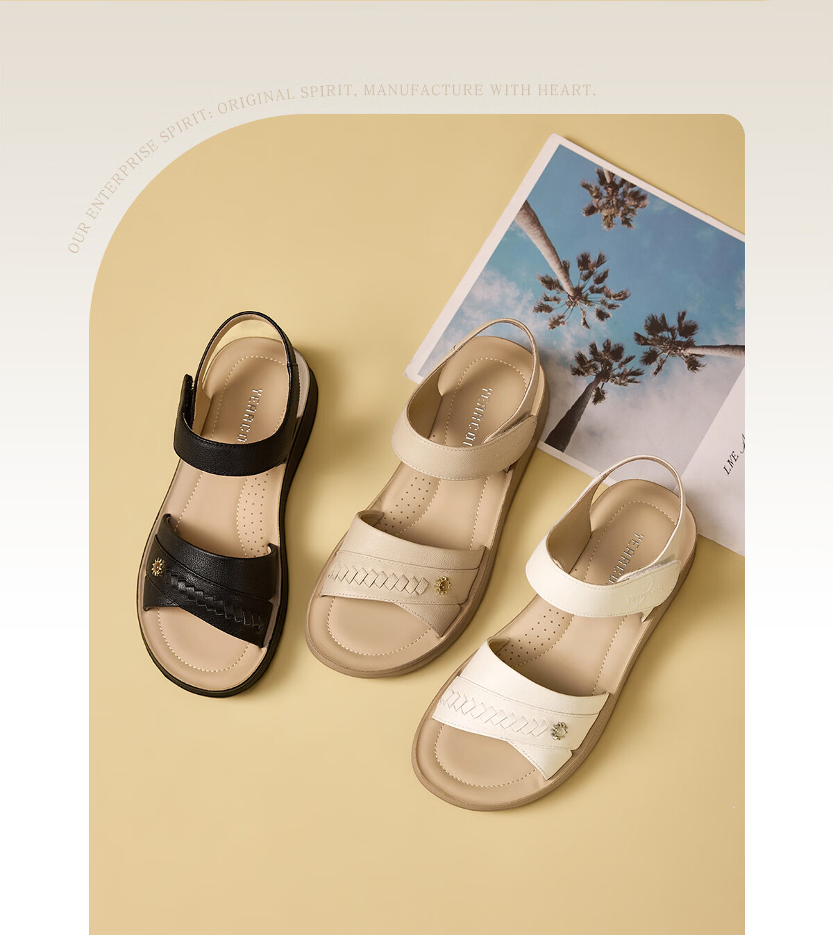 Eierkang Women's Genuine Leather Soft Sole Magic Tape Comfortable Wedge Sandals for Middle-aged and Elderly Moms 18061W Off-white Size 40 2