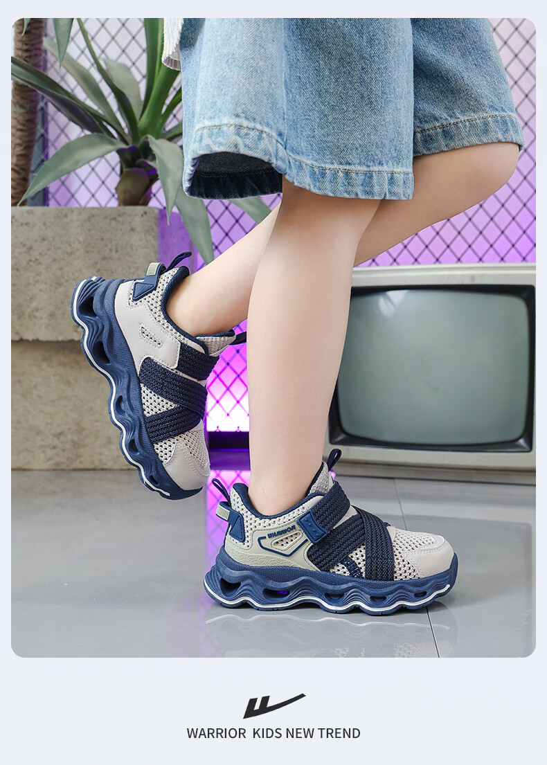 Warrior Boys' Summer Sports Shoes Children's Running Shoes Breathable Mesh Sneakers for Girls WZ-1586-1 Gray Green Size 35 7