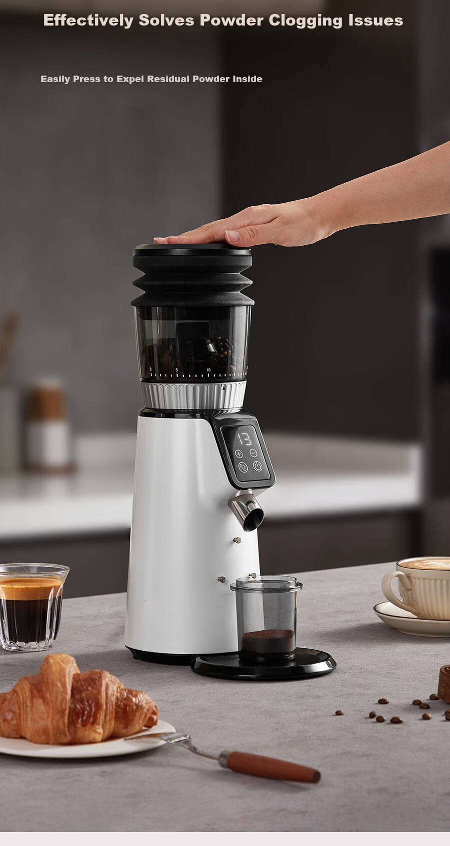 AEOMJK Automatic Electric Coffee Bean Grinder 25-Level Adjustable Home and Commercial Grinder with Commercial Blade G004 11