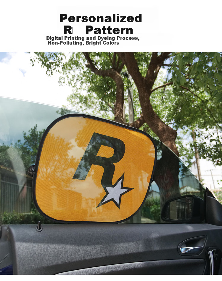 Digalun Car Side Window Sunshade Creative Vehicle Sunshade Mesh Curtain Suction Cup Solar Side Window Sunshade Board Heat Insulation Trendy R-Star Pair 2