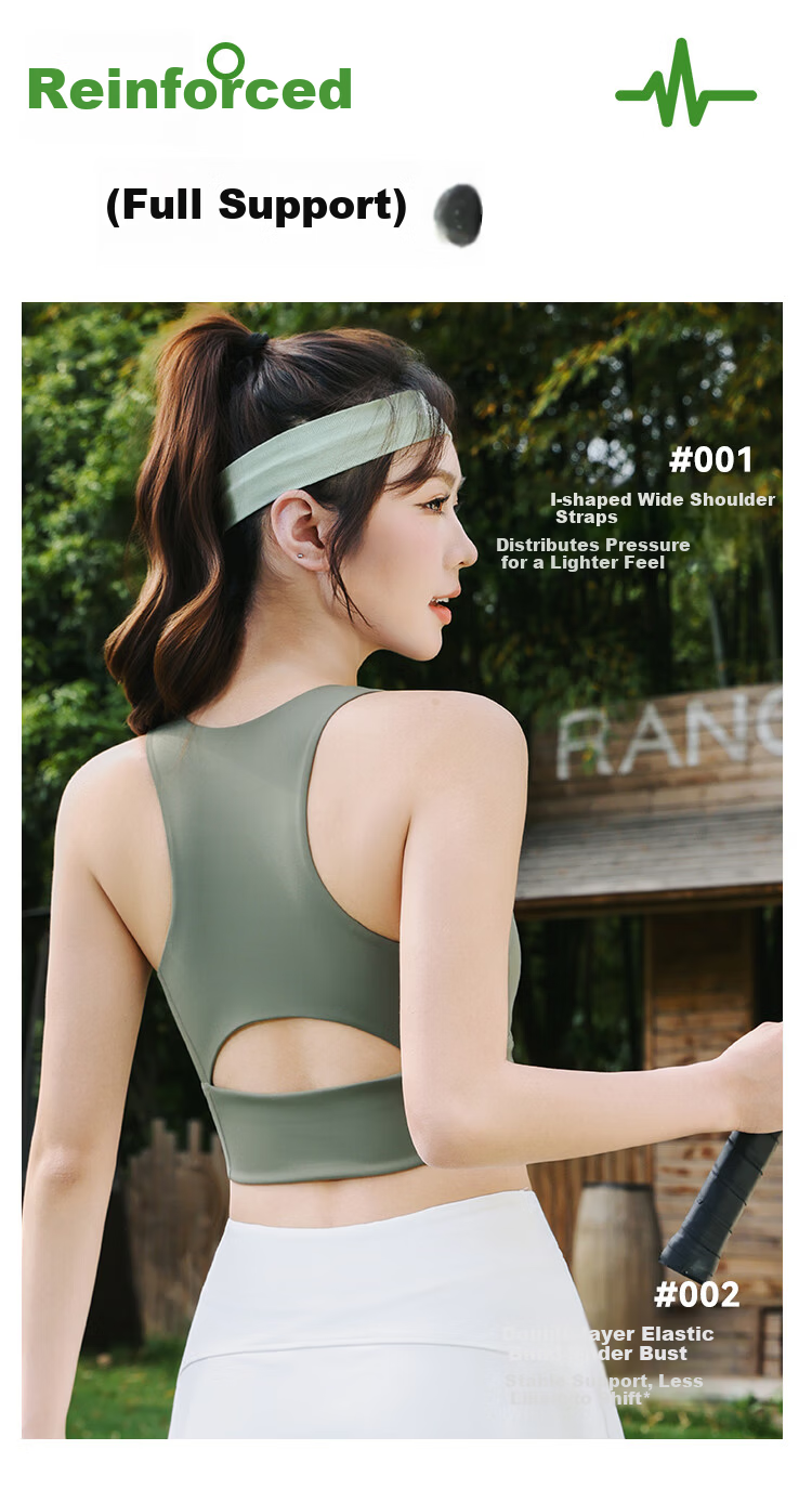 MiiOW Women's High-Impact Sports Bra Vest Anti-Shock Anti-Sagging Running Yoga Fitness Green XL 6