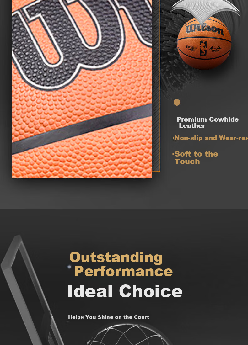 Wilson Basketball, Size 7, Moisture-Absorbing PU Ultra-Fine Fiber, AUTHENTIC Professional Competition, Adult Seven Basketball 6