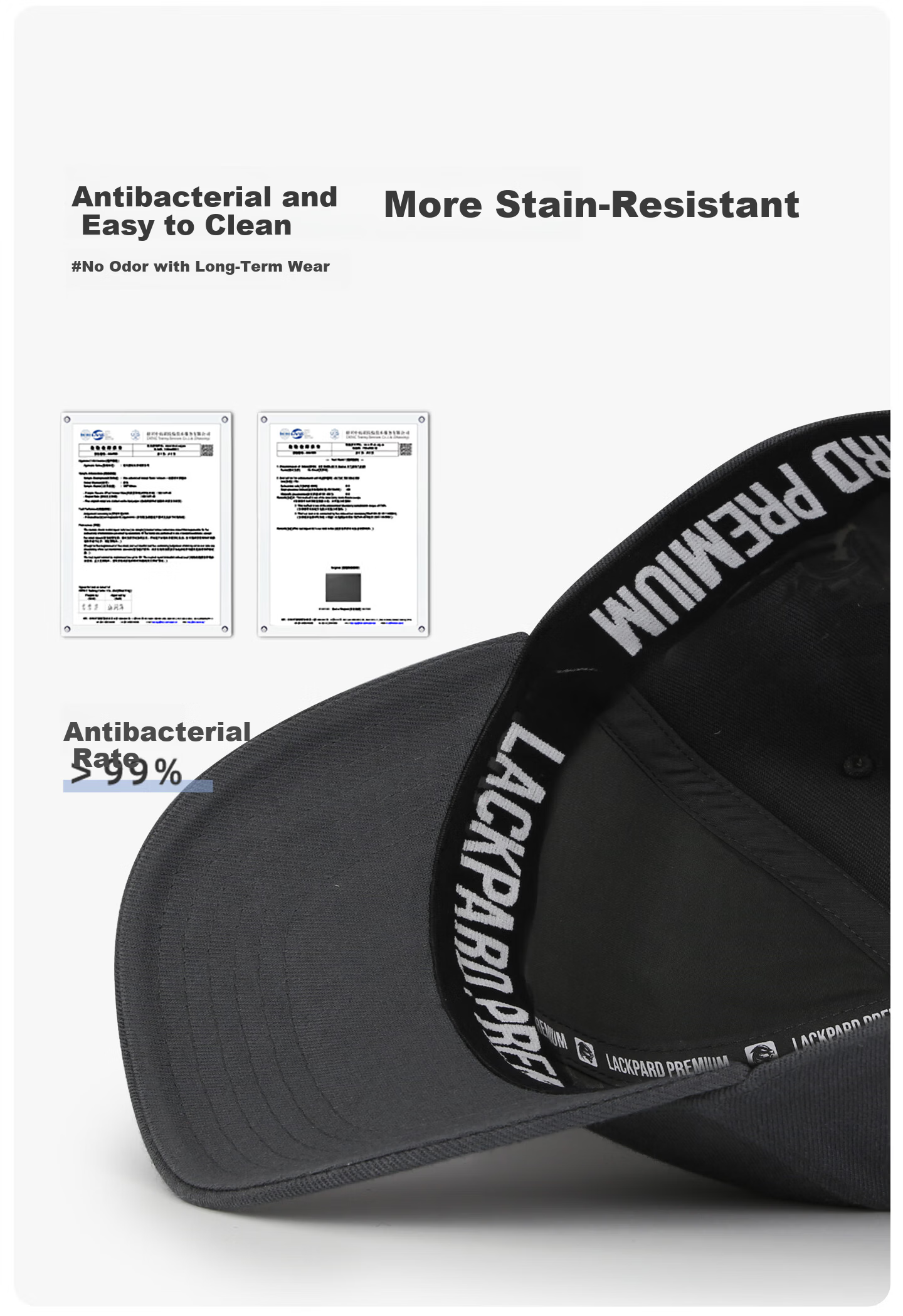 LACKPARD Men's Outdoor Water-Repellent Baseball Cap Adjustable Elastic Large Head Black - Lightweight 7