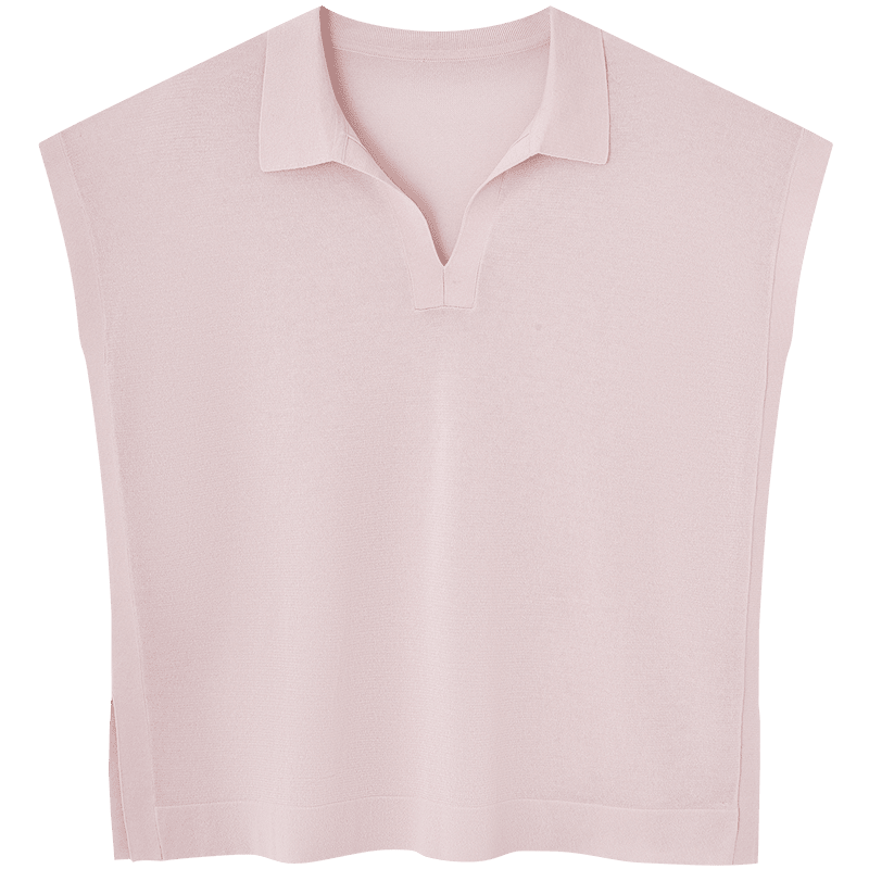 Demana [Breathable Tencel] Summer Lightweight Office Polo Collar Loose Slimming Concealing Knit Sweater for Women Premium Feel