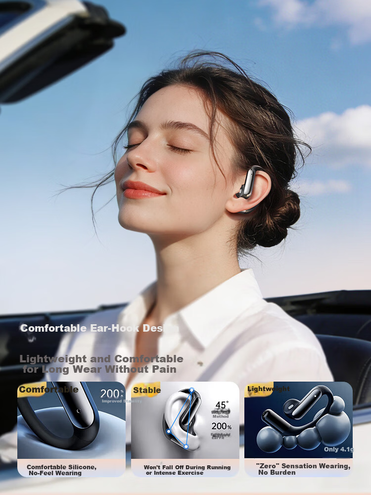 Chengao Wireless Bluetooth Earphones Ear-Hook HD Sound 2026 New Bone Conduction Sports Running Cycling Long Battery Life Universal Phone G129 Skin Color 3