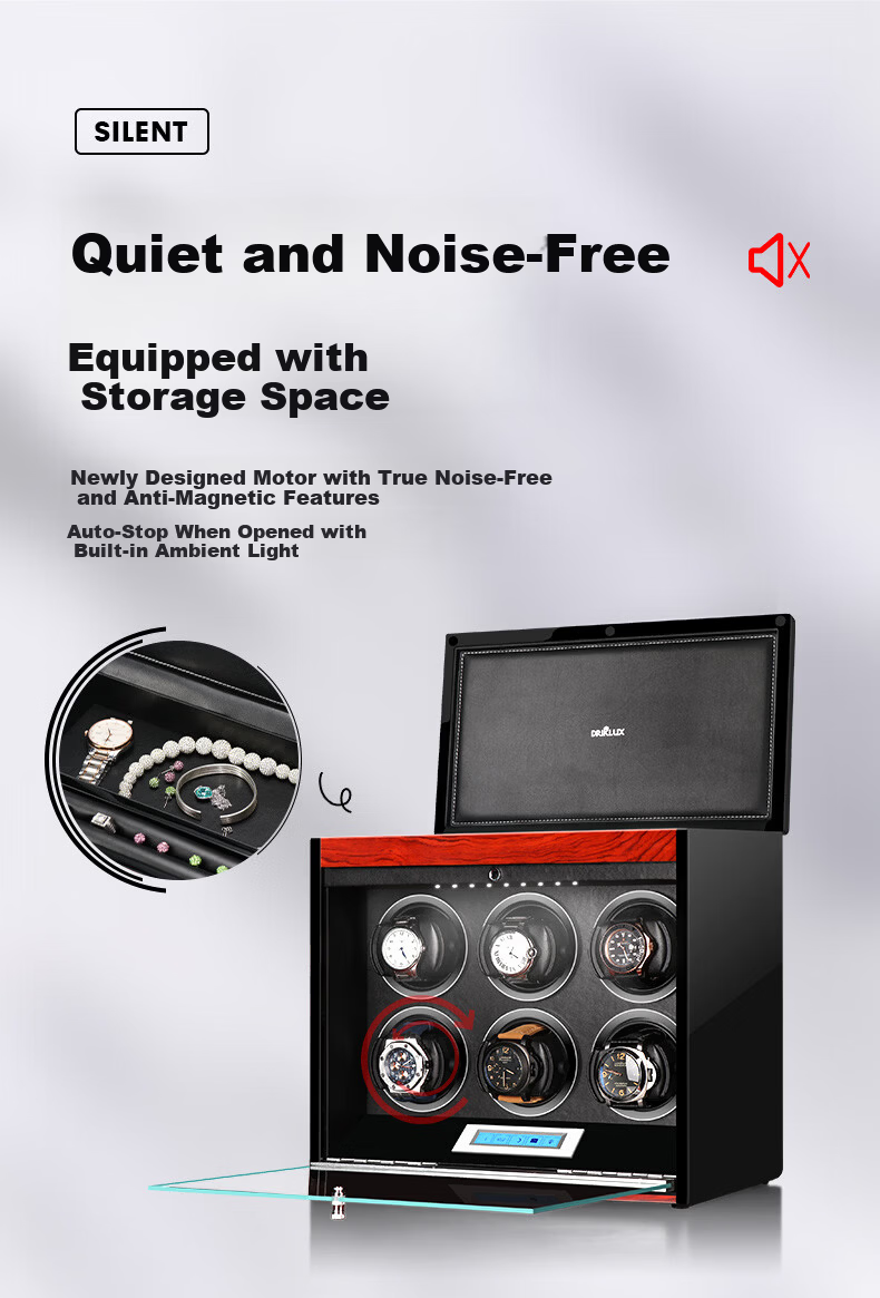 Dekelishi Automatic Watch Winder Anti-Magnetic Silent Mechanical Watch Rotator Home Storage Box New Year Gift for Elders 3