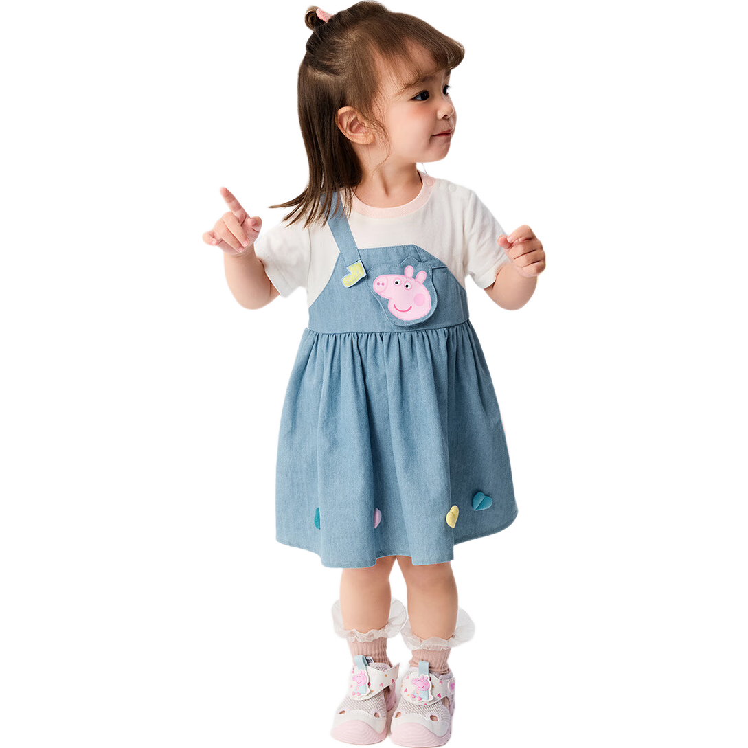 BALABALA Girls' Dress 2025 Summer Peppa Pig Collaboration Mall Edition 200225111004
