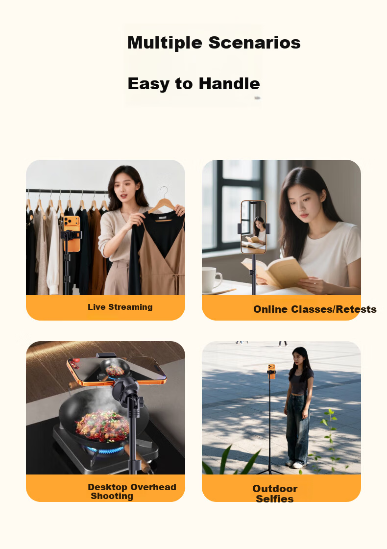 KOVOL [2.1 Meters Long] Floor Stand Selfie Stick Tripod for Live Streaming, Online Classes, Art Exams, Adjustable Height Tripod for Photography And Video Recording 16