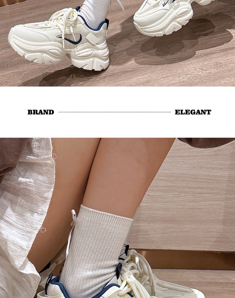 Warrior Official Women's Dad Sneakers 2026 Spring Summer New Thick Sole Height Increasing Casual Sports Shoes Women Pink Beige Size 39 11