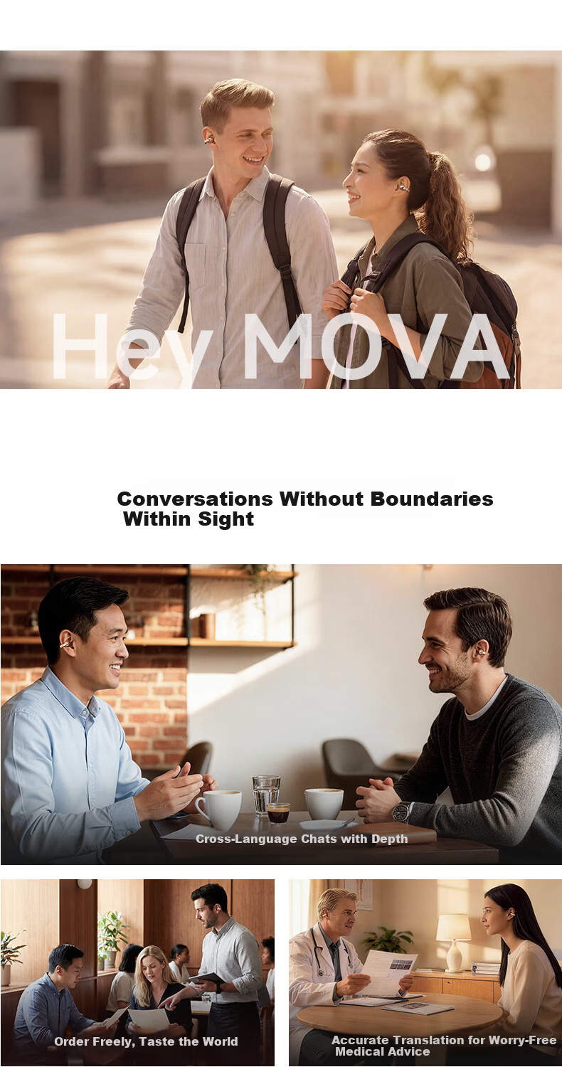 MOVA TPEAK Clip Pro Clip-On Earphones Wireless Bluetooth Cloud Sensor C Bridge AI Assistant Real-Time Translation Star Gold Luxury High-End Gift for Men and Women 16