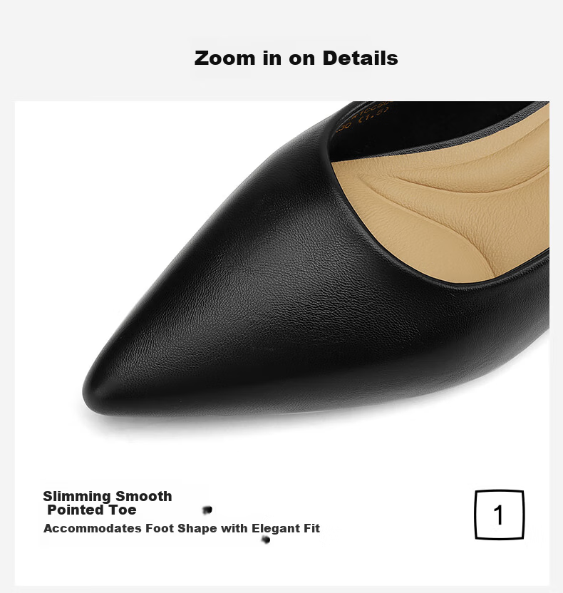 HLA Women's Single Shoes, Comfortable Heels for Commuting, Non-Slip Pointed Toe Leather Shoes, HDADXW1CCS006, Black, Size 38 11