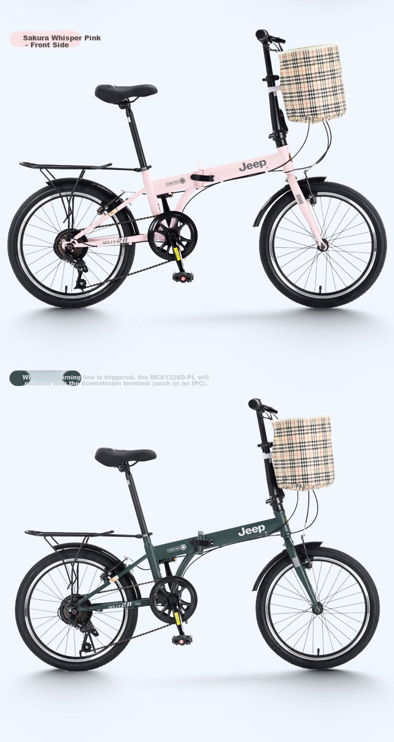 Jeep Folding Bicycle 20-inch 7-Speed Spoked Wheel V-Brake Kids Student Bike Polar White 20 Inch 3