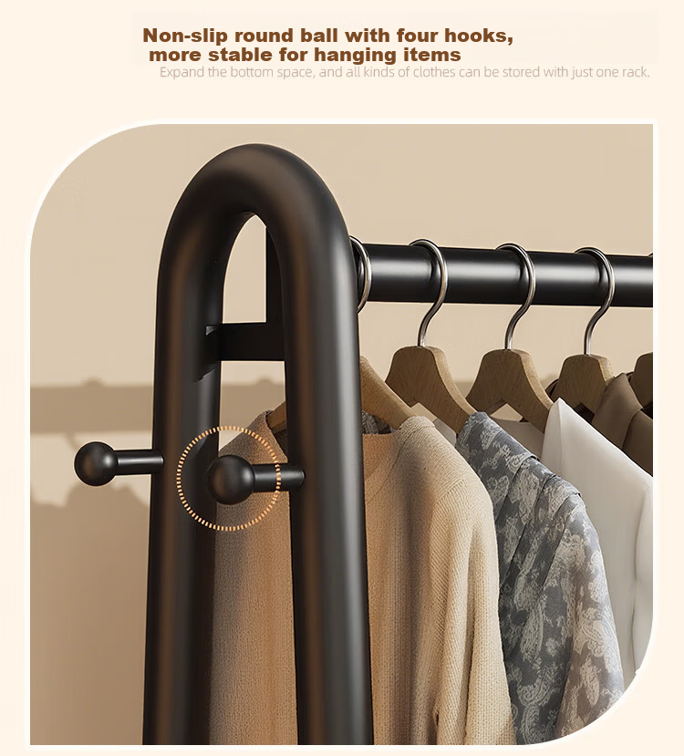 Youqin Floor Coat Rack Bedroom Household Mobile Multifunctional Clothes Drying Rack Thickened Multi-layer Storage Coat Rack 10