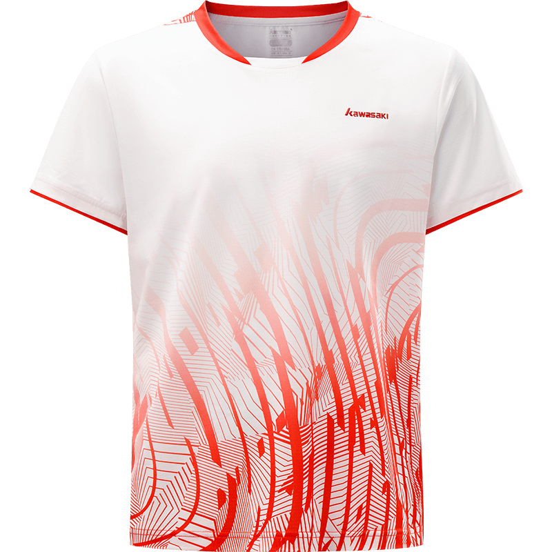 KAWASAKI Badminton Shirt Unisex Short Sleeve T-Shirt Competition Training Jersey Quick-Dry L Glaze Red [Women's]