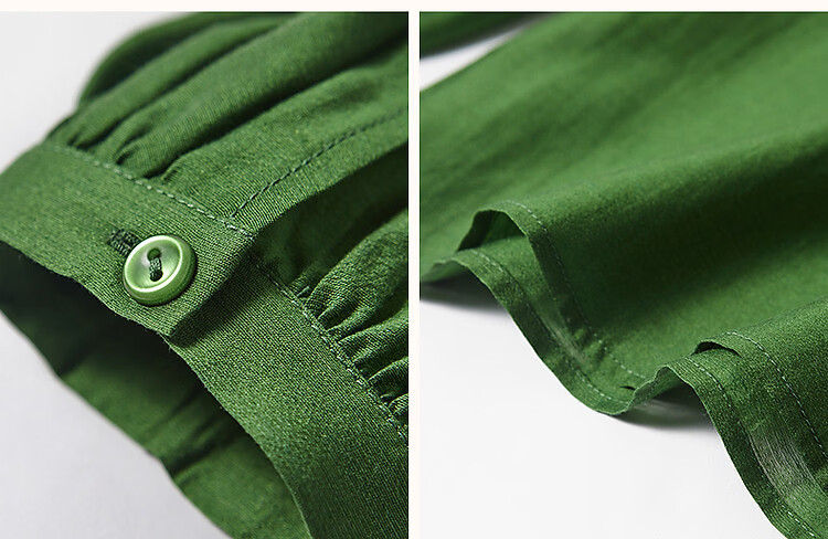 Demana [Shu Yang Pai] Spring and Autumn Acetate Linen Lyocell Blend Lantern Sleeve Straight Loose Shirt for Women 11