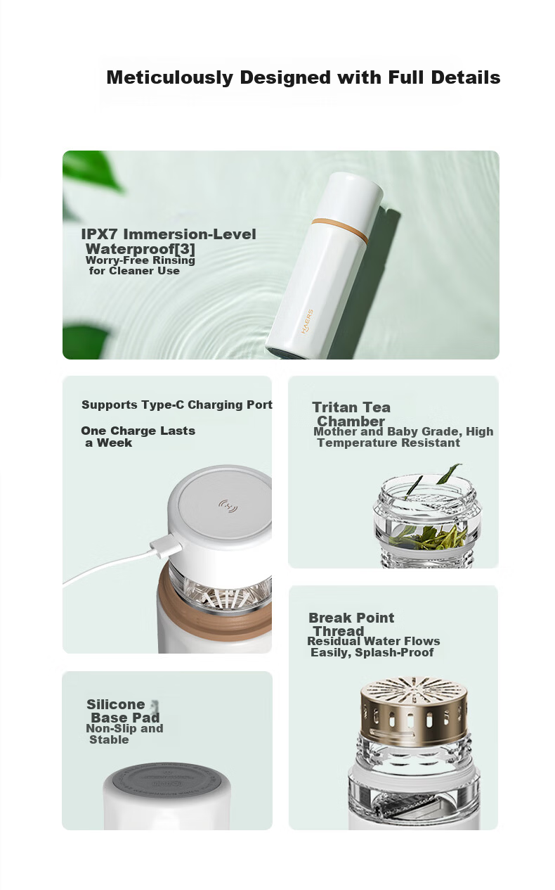 Hongmeng Smart Choice Haers Intelligent Tea Brewing Insulated Water Separation Titanium Coated Unisex Water Bottle 450ml Business Gift 16