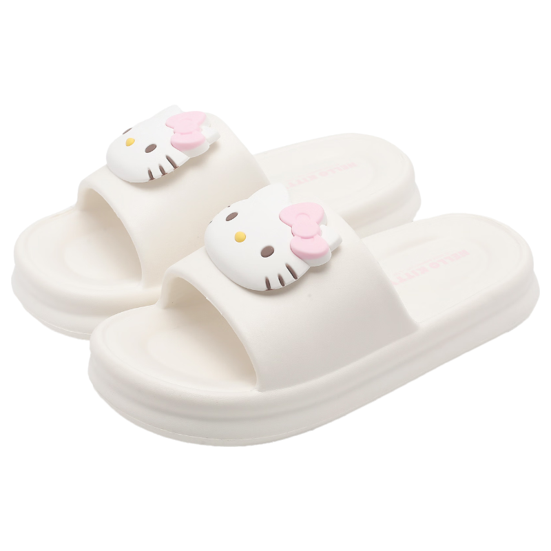 MINISO Women's Slippers, Home Indoor Shoes with Comfortable Feel, New Cute All-Season Slippers, Hello Kitty White, Size 36-37