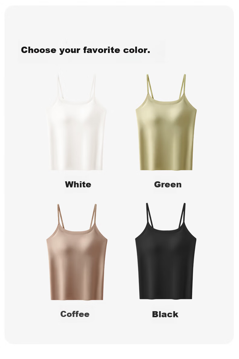 Women's Free Style Camisole Vest with Chest Pad, Solid Color Seamless Innerwear, Spring Summer Base Layer, Anti-Expansion Outerwear 14