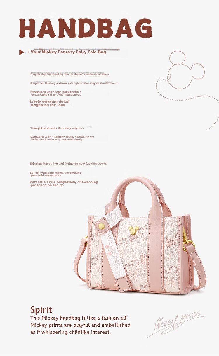 Mascot Disney Women's New Handbag 2024 Fashionable Premium Shoulder Bag Gift for Women's Day 5