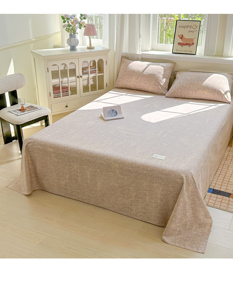 MUJI Class A Antibacterial 100% Cotton Coarse Weave Bed Sheet Single Piece Double Thick Pure Cotton Bedspread 200*230cm 14