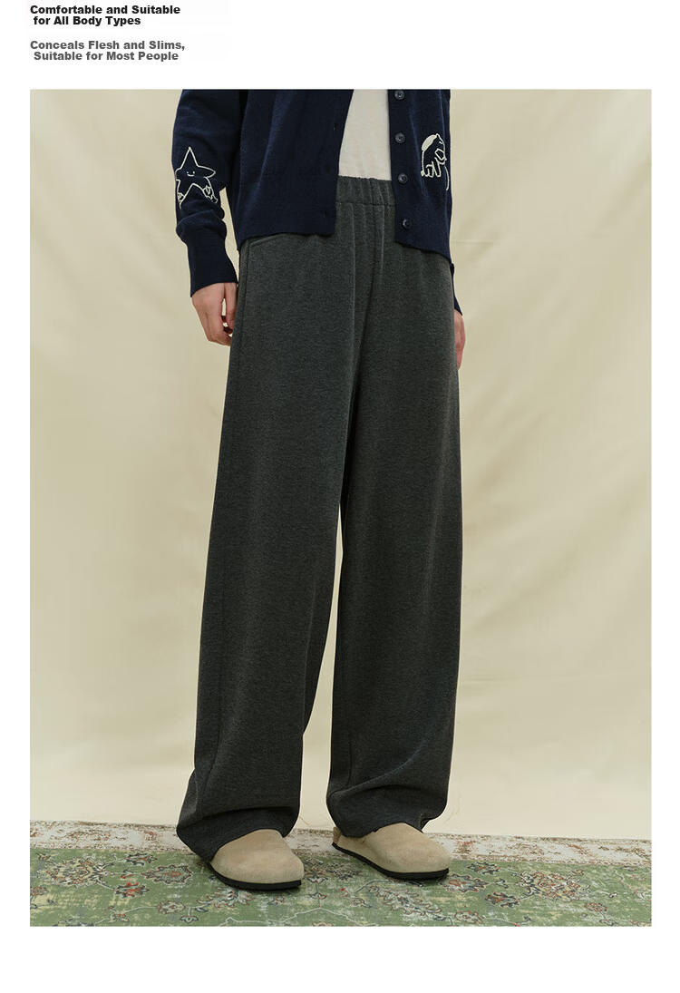 Giordano Designer Women's Dual-Color Knit Elastic Waist Loose Casual Pants 18415225 5
