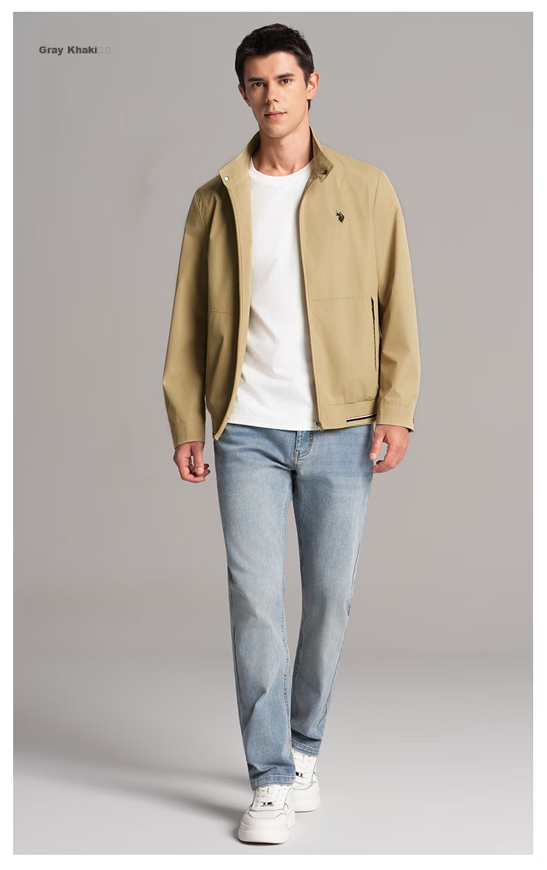 U.S. POLO ASSN. Men's Autumn Business Casual Baseball Collar Jacket High-End Windproof Commuter Coat 12