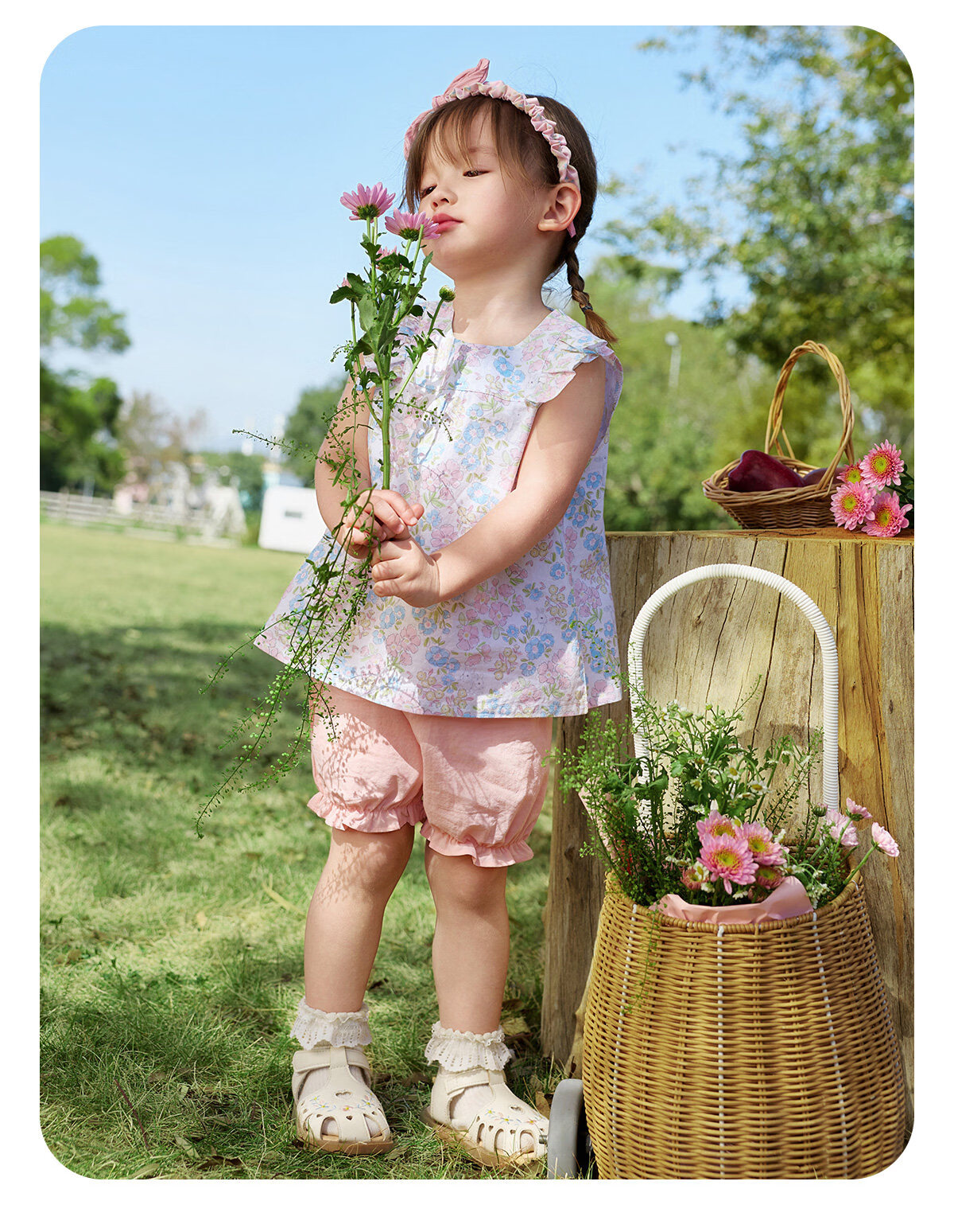 JOYNCLEON Girls Summer Outfit Children's Short Sleeve and Shorts Two-Piece Set Baby Clothes Summer Toddler Wear Jtz205667 19