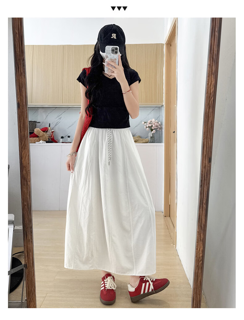 Langsha Women's Workwear Summer Skirt 2026 New High Waist Thin Plus Size A-Line Mid-Length Flowing Pumpkin Skirt 20