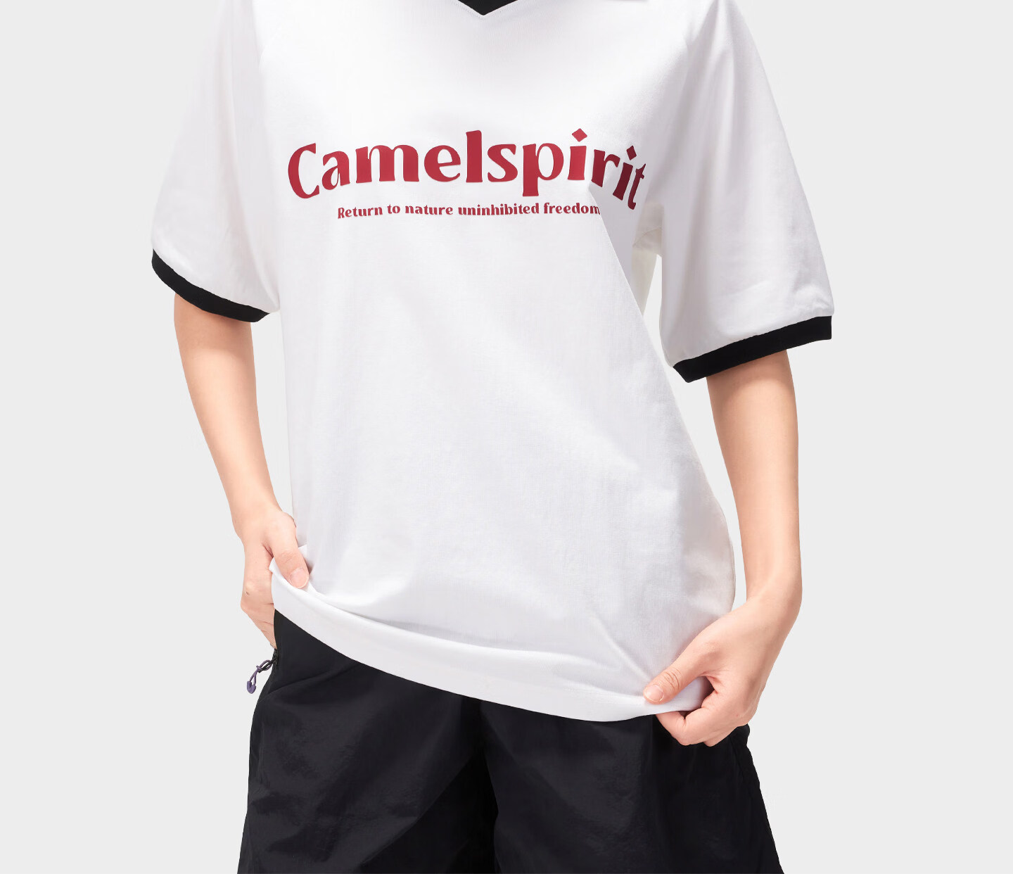 CAMEL [Three-Proof] Camel Outdoor Casual T-Shirt Unisex 26 Spring Summer Breathable Cotton T-Shirt Oil-Resistant Water-Repellent Shirt 9