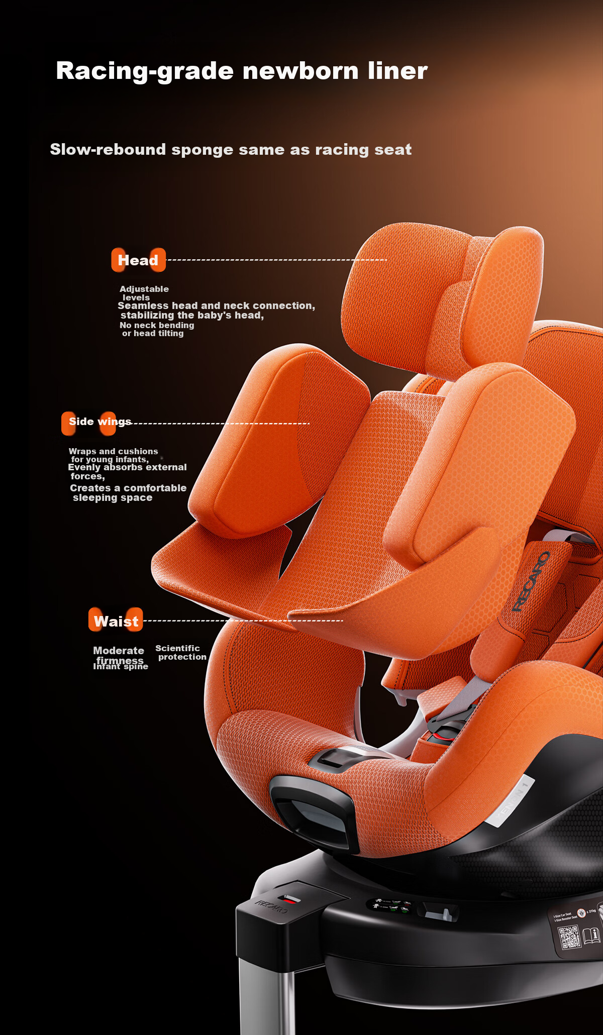 RECARO Child Safety Seat 0-4-7 Years Car Baby Chair i-Size Certified 360-Degree Rotation XENON1 Thunder 7