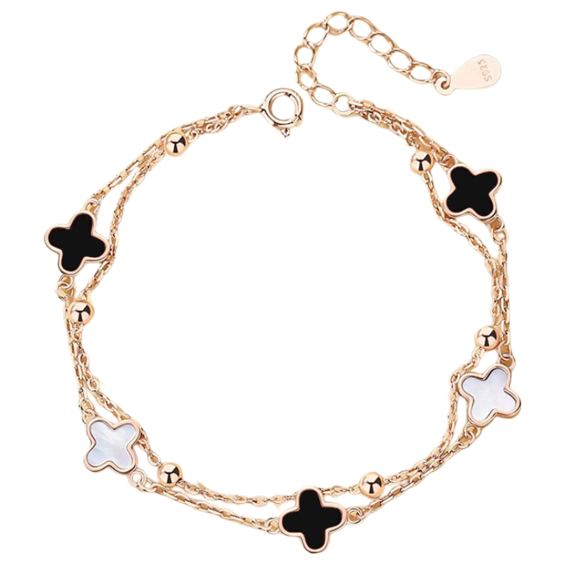 Grace Girl Double-Layer Four-Leaf Clover Bracelet for Women, Internet Celebrity Jewelry, Fashionable And Unique Jewelry, Practical Anniversary Birthday Gift for Girlfriend