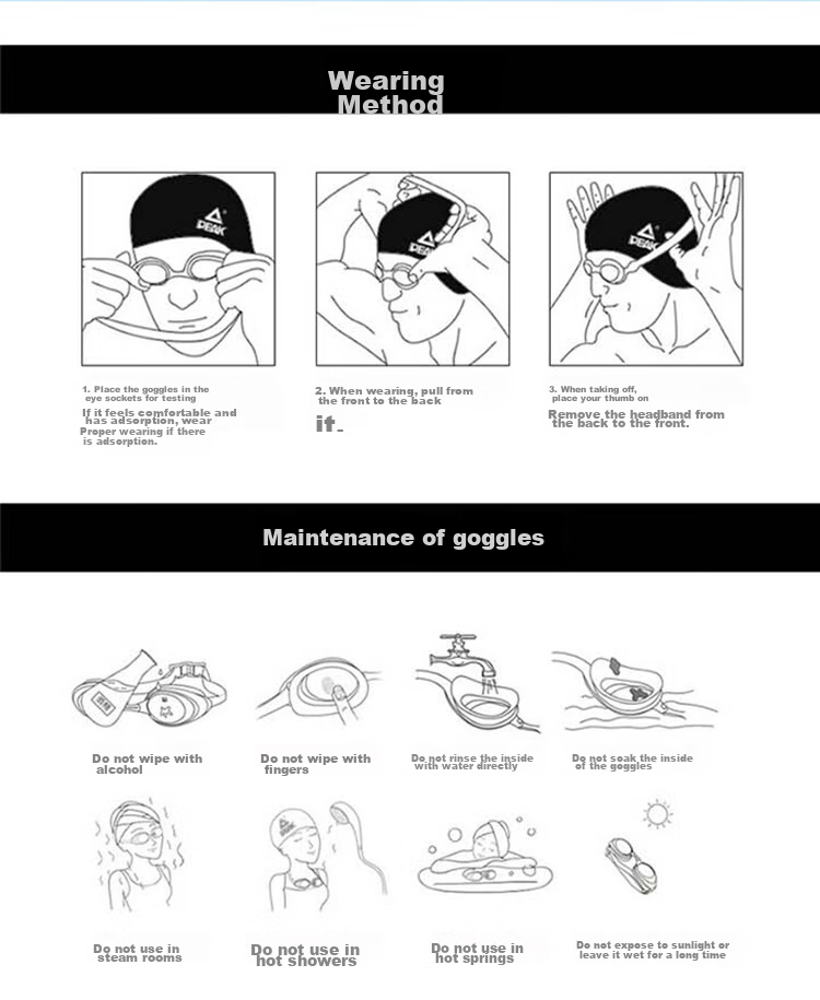 PEAK Swimming Goggles for Boys And Girls, Large Frame, High Definition Anti-Fog Waterproof Swimming Glasses Diving Mask Equipment Swimming Goggles And Swim Cap Set 12