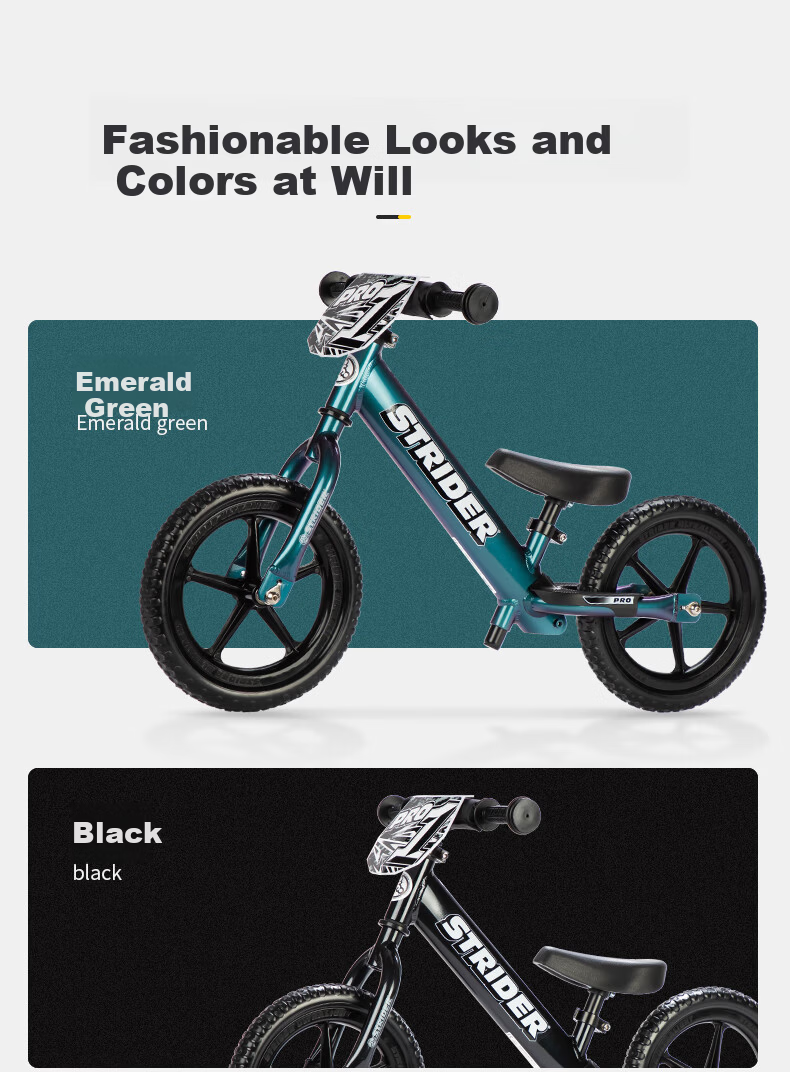 STRIDER Kids Balance Bike for Ages 1-5, 12-Inch Pro Racing Bicycle, Black 12