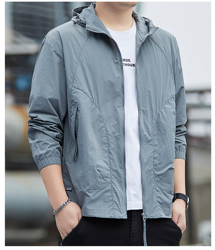 ROMON Men's Summer Ice Silk Sunscreen Jacket Outdoor Breathable Fishing Coat Dark Gray XL 2681 17