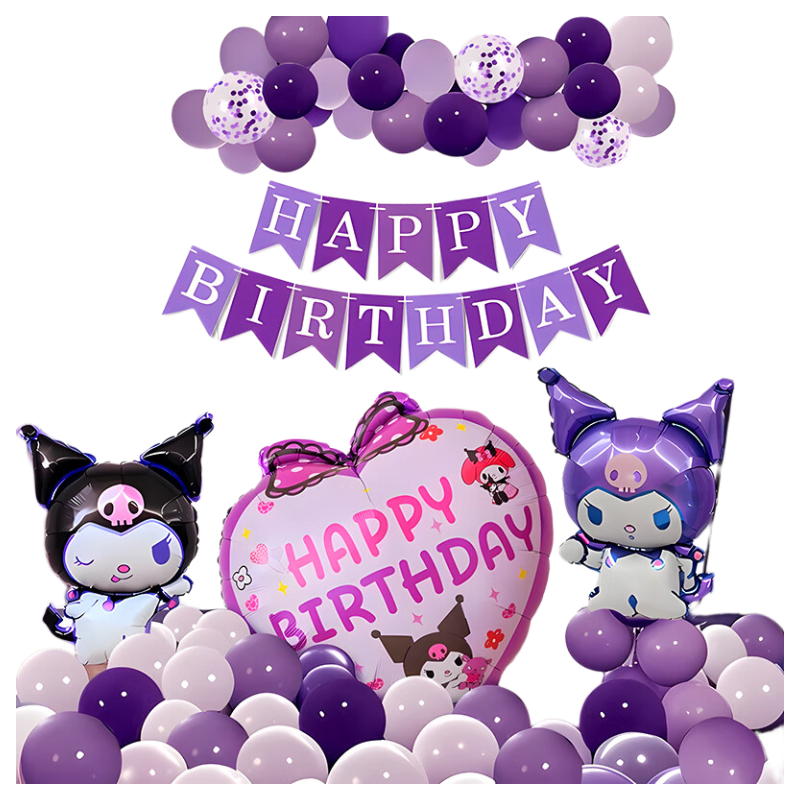 Kuibao Kuromi Theme Girl 3rd Birthday Party Decoration Balloon Background Wall Atmosphere Setup