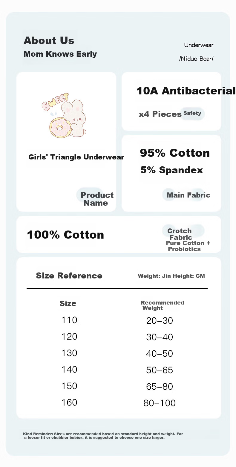 LangSha Children's Underwear, Girls' 95% Cotton Shorts, Big Kids' Boxer Briefs, No Wedgie, Breathable Boyshorts, Comfortable, 4-Pack 4
