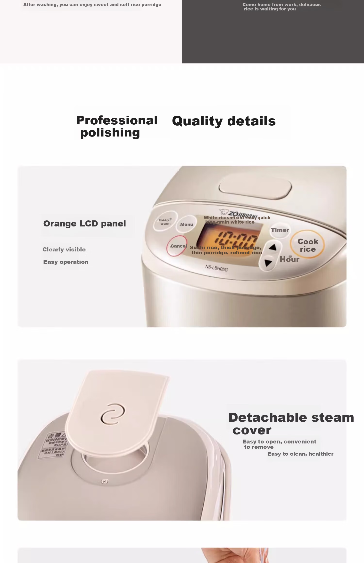 ZO JIRUSHI Mini Household Multifunctional Smart Scheduled Rice Cooker Non-stick Easy-to-Clean Inner Pot Black Inner Pot 8 Cooking Functions 1.8L (1-3 People) 10