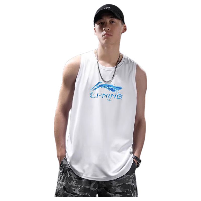 Li-Ning Men's Cotton Sports Vest 2026 New Running Basketball Fitness Wide Shoulder Breathable Shirt